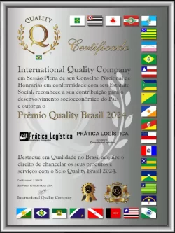 Certificado Prêmio Quality de Consultoria Logística